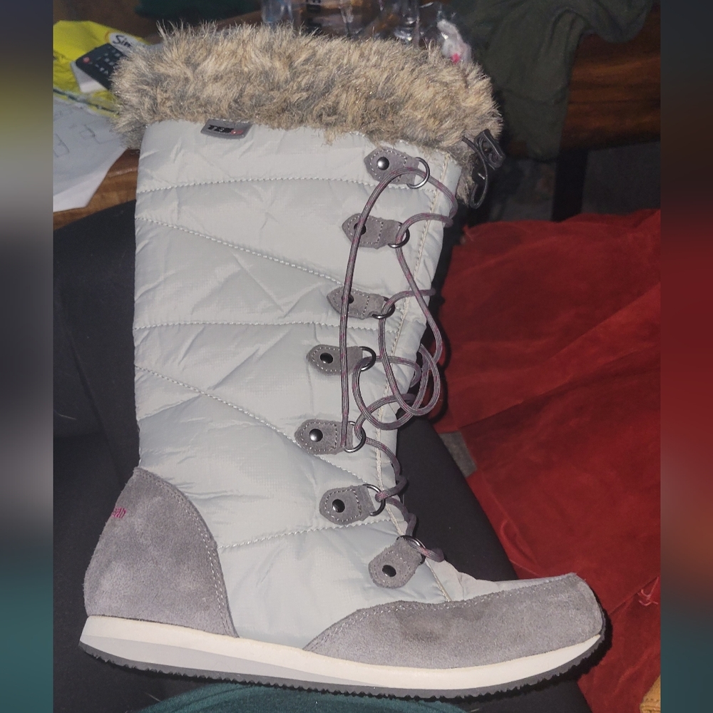 L.L. Bean Light Gray Winter Boots with Faux Fur